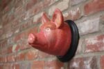 Vintage German Carved and Painted Black Forest Pig Mounted Wall Sculpture - Image 3