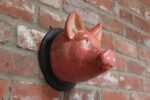 Vintage German Carved and Painted Black Forest Pig Mounted Wall Sculpture - Image 5