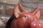 Vintage German Carved and Painted Black Forest Pig Mounted Wall Sculpture - Image 8
