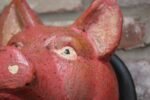 Vintage German Carved and Painted Black Forest Pig Mounted Wall Sculpture - Image 10