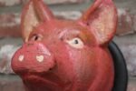 Vintage German Carved and Painted Black Forest Pig Mounted Wall Sculpture - Image 9