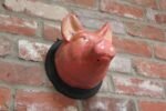 Vintage German Carved and Painted Black Forest Pig Mounted Wall Sculpture - Image 6