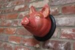 Vintage German Carved and Painted Black Forest Pig Mounted Wall Sculpture - Image 2