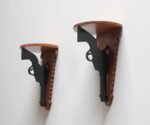 Pair of Hand-Carved and Painted Folk Art Pistol Wall Brackets / Corner Shelves - Image 7
