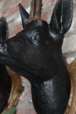 Pair of Vintage German Carved Black Forest Mounted Deer Wall Sculptures - Image 13
