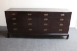 Vintage Stained Satinwood Nine-Drawer Dresser with Brass Pulls by Henredon - Image 2