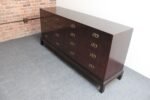 Vintage Stained Satinwood Nine-Drawer Dresser with Brass Pulls by Henredon - Image 11