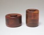 Set of Two Signed Scandinavian Modern Walnut Decorative Lidded Jars / Canisters - Image 5