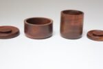 Set of Two Signed Scandinavian Modern Walnut Decorative Lidded Jars / Canisters - Image 9