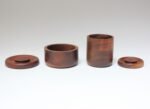Set of Two Signed Scandinavian Modern Walnut Decorative Lidded Jars / Canisters - Image 8
