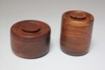 Set of Two Signed Scandinavian Modern Walnut Decorative Lidded Jars / Canisters - Image 6