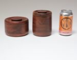 Set of Two Signed Scandinavian Modern Walnut Decorative Lidded Jars / Canisters - Image 10