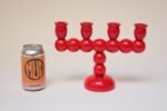 Swedish Modernist Red Four-Arm Candelabra by A-Bra Slöjd - Image 9