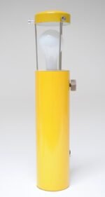 Mid-Century Yellow Cylindrical Lantern Table Lamp with Three-Way Walnut Switch - Image 3