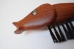Vintage Italian "Fish" Crumb Brush and Pan in Teak and Brass - Image 13
