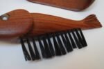 Vintage Italian "Fish" Crumb Brush and Pan in Teak and Brass - Image 16