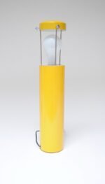 Mid-Century Yellow Cylindrical Lantern Table Lamp with Three-Way Walnut Switch - Image 5