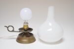 Pair of Petite Vintage Italian Chamberstick Glass and Brass Bedside Lamps - Image 6