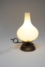 Pair of Petite Vintage Italian Chamberstick Glass and Brass Bedside Lamps - Image 7