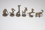 Set of Six Vintage Miniature Patinated Brass Animal Figurines / Pipe Tampers - Image 2