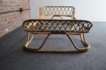 Italian Modernist Tito Agnoli-Style Rattan and Bamboo Sleigh Daybed / Single Bed - Image 4