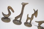 Set of Six Vintage Miniature Patinated Brass Animal Figurines / Pipe Tampers - Image 11