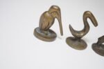Set of Six Vintage Miniature Patinated Brass Animal Figurines / Pipe Tampers - Image 7