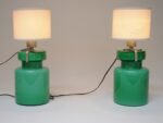 Pair of Mid-Century Green Blown Cased Glass Table Lamps after Luciano Vistosi - Image 2