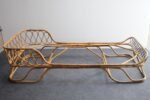 Italian Modernist Tito Agnoli-Style Rattan and Bamboo Sleigh Daybed / Single Bed - Image 9