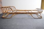Italian Modernist Tito Agnoli-Style Rattan and Bamboo Sleigh Daybed / Single Bed - Image 8