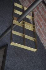 Vintage Italian Angled Coat Rack with Umbrella Stand in Painted Steel and Brass - Image 17