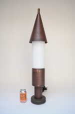 Oversized Italian Modernist Table Lamp in Patinated Copper, Bronze and Glass - Image 8