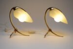 Pair of Petite Brass and Glass Tripod Bedside / Table Lamps by Oscar Torlasco - Image 7