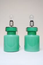 Pair of Mid-Century Green Blown Cased Glass Table Lamps after Luciano Vistosi - Image 4