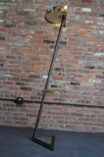 Vintage Italian Angled Coat Rack with Umbrella Stand in Painted Steel and Brass - Image 5