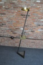 Vintage Italian Angled Coat Rack with Umbrella Stand in Painted Steel and Brass - Image 4