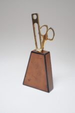 Italian Modernist Brass And Leather Desk Set with Letter Opener and Scissors - Image 2