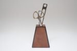 Italian Modernist Brass And Leather Desk Set with Letter Opener and Scissors - Image 3