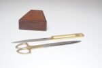 Italian Modernist Brass And Leather Desk Set with Letter Opener and Scissors - Image 8
