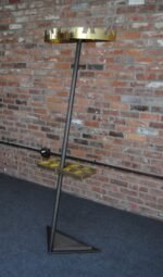 Vintage Italian Angled Coat Rack with Umbrella Stand in Painted Steel and Brass - Image 14