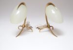 Pair of Petite Brass and Glass Tripod Bedside / Table Lamps by Oscar Torlasco - Image 3