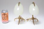 Pair of Petite Brass and Glass Tripod Bedside / Table Lamps by Oscar Torlasco - Image 8