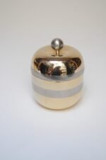 Italian Modernist "Apple" Lidded Trinket Box in Gold and Silver Aluminum - Image 2