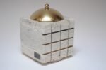 Vintage Italian Travertine and Brass Decorative Cube Box by Passeri for Ark Line - Image 6
