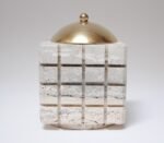 Vintage Italian Travertine and Brass Decorative Cube Box by Passeri for Ark Line - Image 2