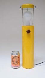 Mid-Century Yellow Cylindrical Lantern Table Lamp with Three-Way Walnut Switch - Image 7