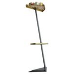 Vintage Italian Angled Coat Rack with Umbrella Stand in Painted Steel and Brass