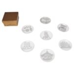 Collection of Seven Vintage Coasters by Piero Fornasetti for Banca Unione Milano