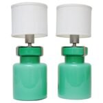 Pair of Mid-Century Green Blown Cased Glass Table Lamps after Luciano Vistosi