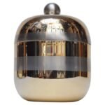Italian Modernist "Apple" Lidded Trinket Box in Gold and Silver Aluminum